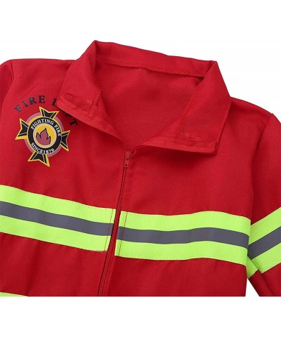 Kids Boys Girls Firefighter Costume Set Fireman Dress-up Fire Pretend Chief Outfits Tops Jacket with Pants Hat Suits $37.64 K...