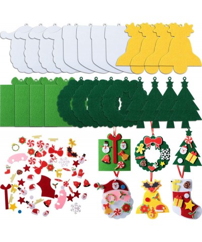 24 Kits Christmas Felt Christmas Ornament Crafts DIY Tree Gifts Garlands Bells Socks Santa Hanging Ornaments Christmas Sticke...