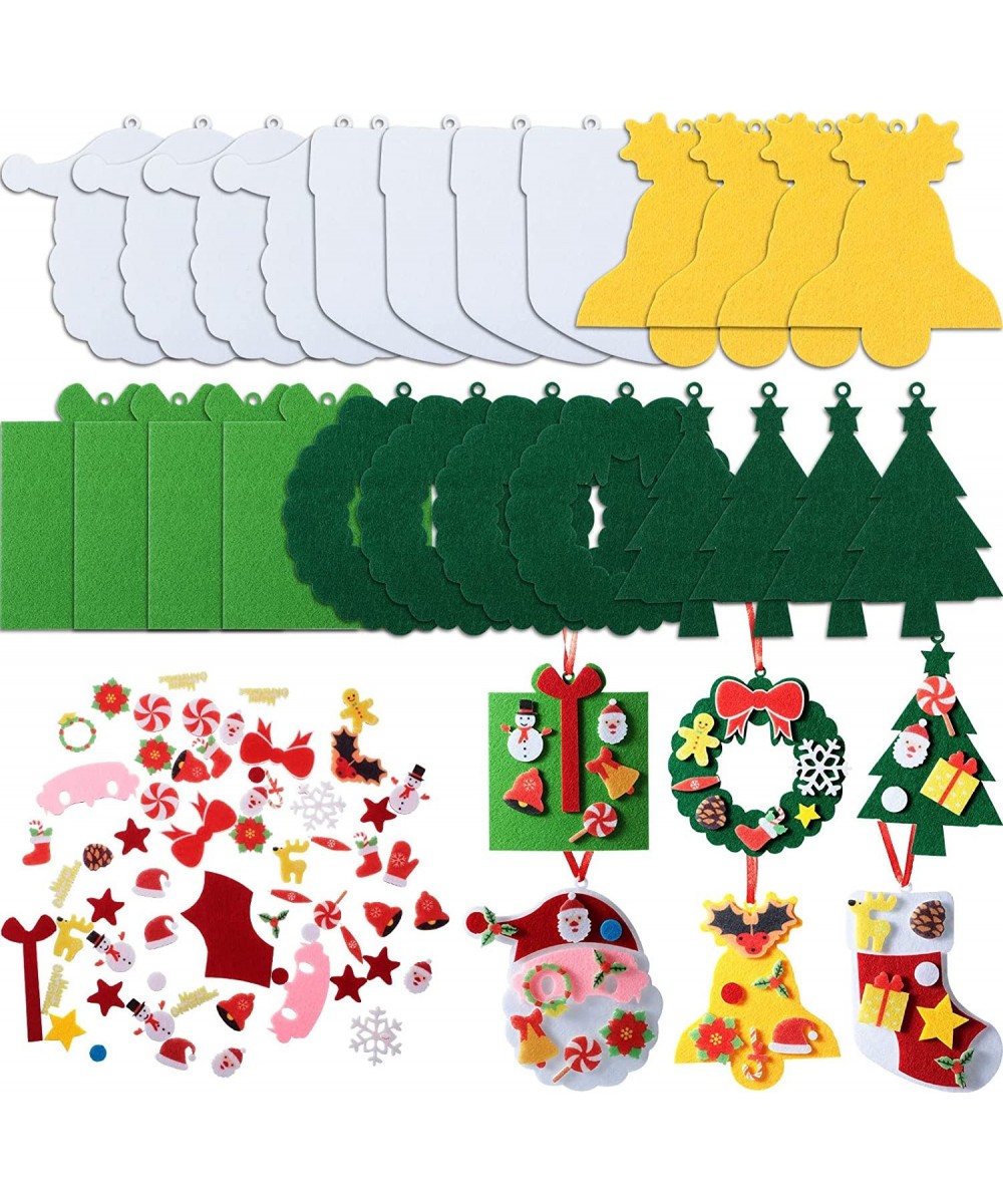 24 Kits Christmas Felt Christmas Ornament Crafts DIY Tree Gifts Garlands Bells Socks Santa Hanging Ornaments Christmas Sticke...