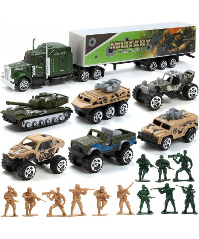 19 Pcs Army Toys DIE-CAST Mini Military Truck in Carrier Truck with 12 Army Men Toys Army Party Decorations Birthday Gift for...