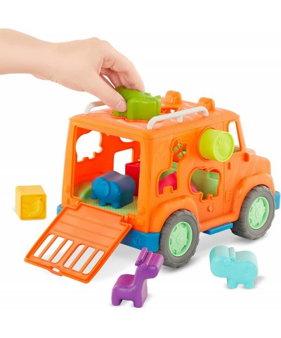 Recyclable Toy Truck with Animal and Fruit Shapes - 9pc Developmental Toy for Kids Toddlers - Safari Shape Sorter Truck - 1 Y...