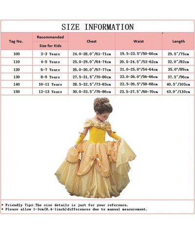 Girls Belle Princess Dress Beauty and the Beast Costume Halloween Carnival Cosplay Christmas Birthday Ball Gown $32.53 Kids' ...