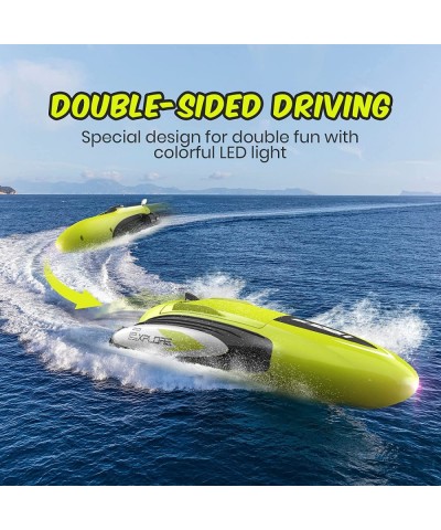 RC Boat - Double Sided Driving Design Remote Control Boat for Summer Pools and Lakes with LED Light 2.4 GHZ for Beginner Adul...