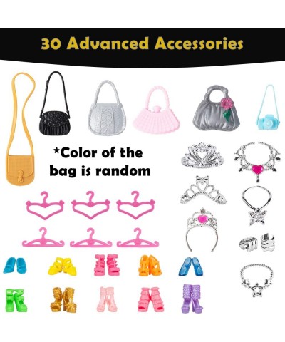 45 Pack Doll Dress and Accessories Include 5 Unique H-Douture Dress 5 Fashion Dress 5 Sets Swimsuit Bikini 5 Fashion Bags 9 C...