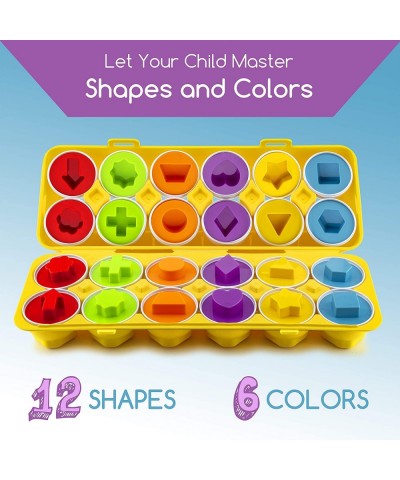 Play Brainy™ Shape and Color Matching Eggs – Easter Egg Toy – Educational Montessori STEM Toy for Toddlers and Preschoolers –...