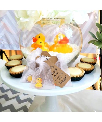 Cute 3D Duck Keychain Birthday Party Favors 24 Sets Goodie Gifts with Thank You Kraft Tags And White Gift Bags For Kid Birthd...