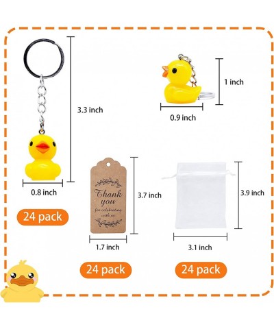 Cute 3D Duck Keychain Birthday Party Favors 24 Sets Goodie Gifts with Thank You Kraft Tags And White Gift Bags For Kid Birthd...