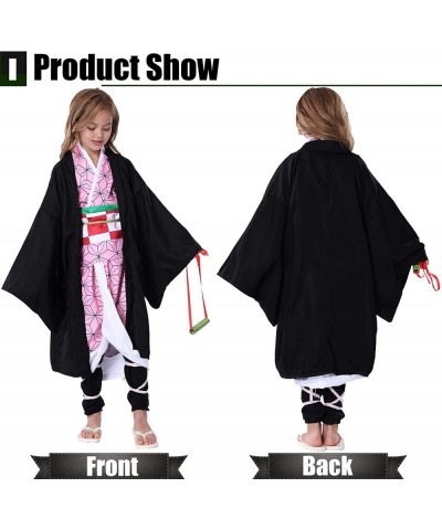 Tanjir Sister Cosplay Costume Outfit Black Robe Pink Kimono Uniform with Full Cosplay Set for Girls Kids Halloween $71.86 Kid...