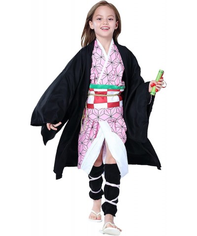 Tanjir Sister Cosplay Costume Outfit Black Robe Pink Kimono Uniform with Full Cosplay Set for Girls Kids Halloween $71.86 Kid...