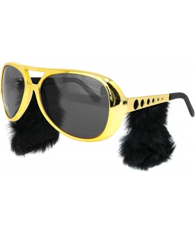 Gold Rockstar Costume Glasses - Gold Celebrity Aviator Shades with Sideburns - 1 Pair $20.98 Kids' Dress-Up Accessories