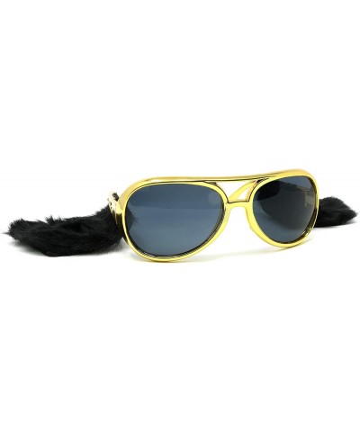 Gold Rockstar Costume Glasses - Gold Celebrity Aviator Shades with Sideburns - 1 Pair $20.98 Kids' Dress-Up Accessories