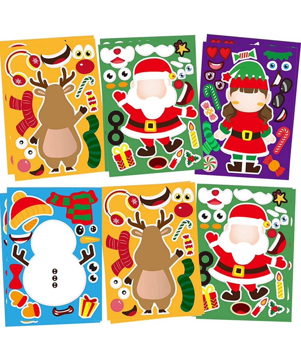 Christmas Make-a-face Stickers 32 Sheets Christmas Stickers Make Your Own Sticker with Santa Snowman Elk Christmas Crafts for...