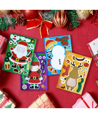 Christmas Make-a-face Stickers 32 Sheets Christmas Stickers Make Your Own Sticker with Santa Snowman Elk Christmas Crafts for...