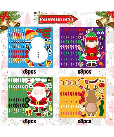 Christmas Make-a-face Stickers 32 Sheets Christmas Stickers Make Your Own Sticker with Santa Snowman Elk Christmas Crafts for...