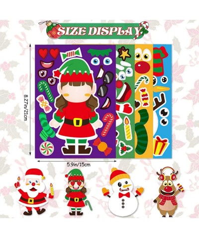 Christmas Make-a-face Stickers 32 Sheets Christmas Stickers Make Your Own Sticker with Santa Snowman Elk Christmas Crafts for...