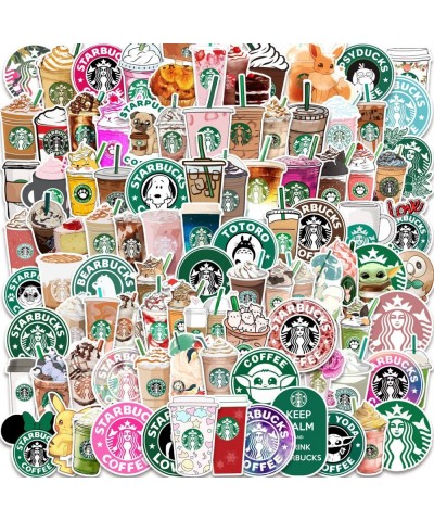 100 Pcs Coffee Stickers - Aesthetic Cup Drink Stickers Waterproof Vinyl Cute Stickers for Laptop Guitar Water Bottle Luggage ...