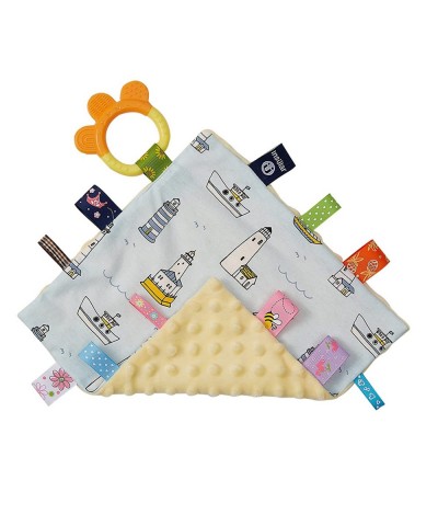 Baby Appease Towel Comfortable Baby Taggie Soothing Security Blanket with Colorful Taggies Silicone Baby Teether Cute Pattern...