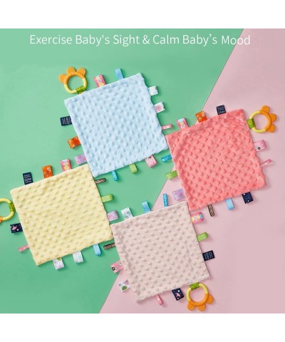 Baby Appease Towel Comfortable Baby Taggie Soothing Security Blanket with Colorful Taggies Silicone Baby Teether Cute Pattern...