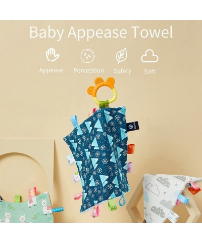 Baby Appease Towel Comfortable Baby Taggie Soothing Security Blanket with Colorful Taggies Silicone Baby Teether Cute Pattern...