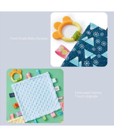 Baby Appease Towel Comfortable Baby Taggie Soothing Security Blanket with Colorful Taggies Silicone Baby Teether Cute Pattern...