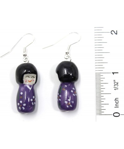 Japanese Doll" Hand Painted Porcelain Earrings of Japanese Kimono Doll $25.56 Dolls