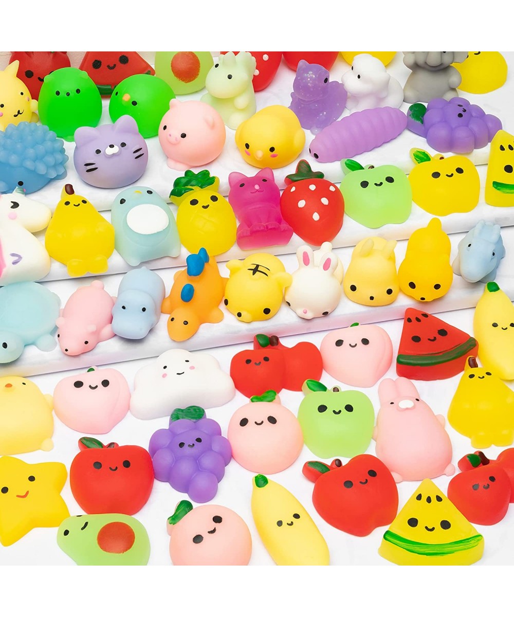 60Pcs Mochi Squeeze Toys Fruit and Random Animal Kawaii Party Favor Strawberry Pineapple Mini Stress Relief Toys for Aduit Ca...