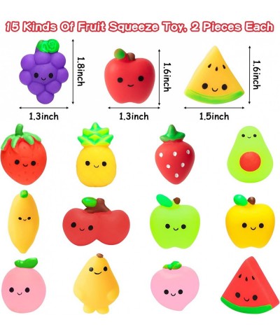 60Pcs Mochi Squeeze Toys Fruit and Random Animal Kawaii Party Favor Strawberry Pineapple Mini Stress Relief Toys for Aduit Ca...