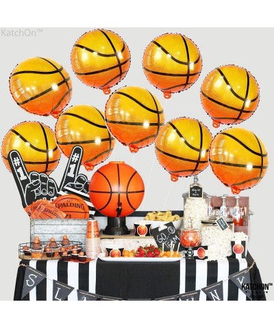 Big 10 Pieces Basketball Balloons - 18 Inch Mylar Basketball Balloon | Basketball Decorations | Basketball Party Decorations ...