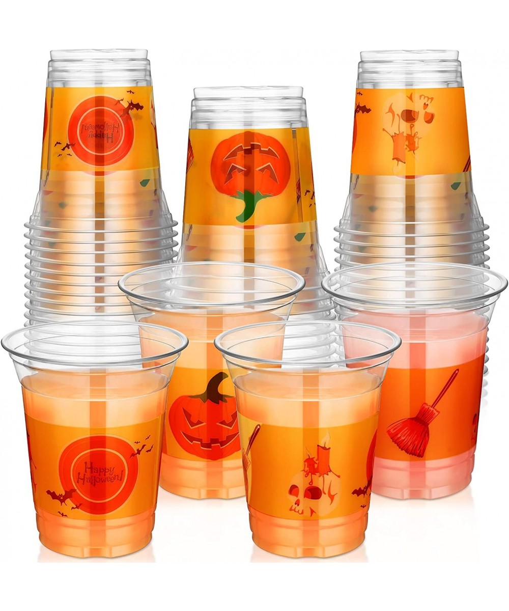 36 PCS 12oz Halloween Party Cups Happy Halloween Disposable Clear Plastic Cups with Pumpkin Bat for Halloween Party Decoratio...