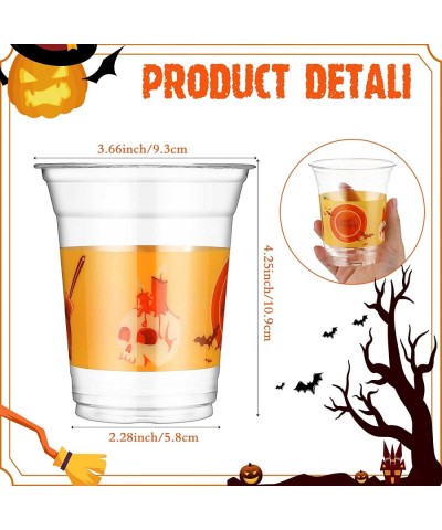 36 PCS 12oz Halloween Party Cups Happy Halloween Disposable Clear Plastic Cups with Pumpkin Bat for Halloween Party Decoratio...