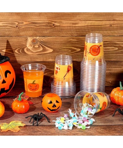 36 PCS 12oz Halloween Party Cups Happy Halloween Disposable Clear Plastic Cups with Pumpkin Bat for Halloween Party Decoratio...