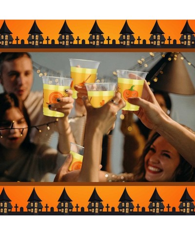 36 PCS 12oz Halloween Party Cups Happy Halloween Disposable Clear Plastic Cups with Pumpkin Bat for Halloween Party Decoratio...