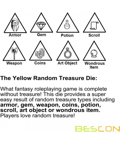 Bescon's Dungeon and Wilderness Terrain Dungeon Feature and Treasure Type Dice Set 4 Piece Proprietary Polyhedral RPG Dice Se...