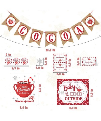 Hot Cocoa Bar Kit Hot Cocoa Bar Banner Red White Snowflake Hot Chocolate Bar Sign Toppings Labels Cup Tags Stickers for Winte...