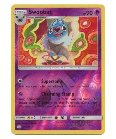 Swoobat - 88/236 - Rare - Reverse Holo - Cosmic Eclipse $11.23 Electronic Learning & Education Toys