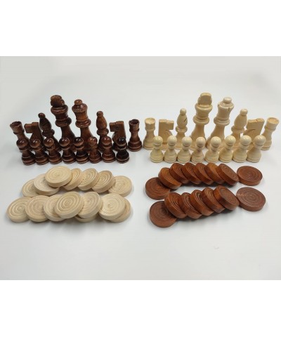 62 Pieces Wooden Checker Pieces & Chess Pieces 2 in 1 Chess Game Set Board Games Accessories Classic Wooden Chess Game Set in...