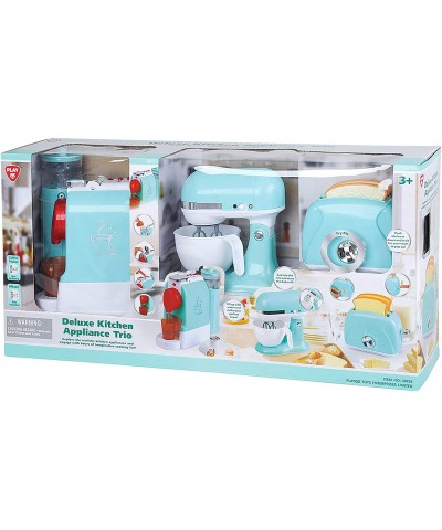 My First Kitchen Appliances Playset Coffee Maker Mix Master and Toaster Pretend Coffee Machine (Blue Trio) Designed for Kids ...