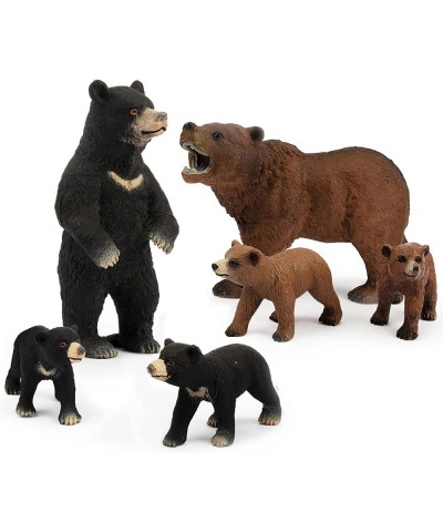 6PCS Bear Animal Figures Realistic Forest Animal Bear Family Figures Toy Set Includes Brown Bears and Black Bears Education B...