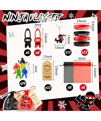 84 Pcs Ninja Party Favors Include 12 Stretchy Flying Ninjas 24 Mini Ninja Figurines 12 Ninja Silicone Wristbands 12 Ninja Key...