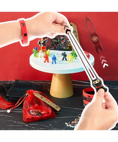 84 Pcs Ninja Party Favors Include 12 Stretchy Flying Ninjas 24 Mini Ninja Figurines 12 Ninja Silicone Wristbands 12 Ninja Key...