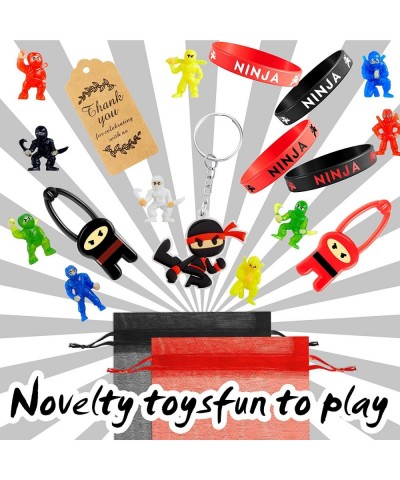 84 Pcs Ninja Party Favors Include 12 Stretchy Flying Ninjas 24 Mini Ninja Figurines 12 Ninja Silicone Wristbands 12 Ninja Key...