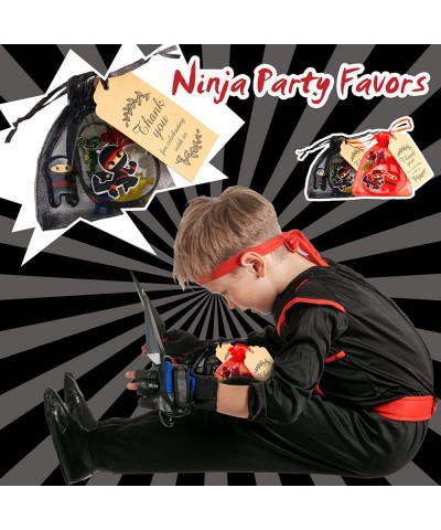 84 Pcs Ninja Party Favors Include 12 Stretchy Flying Ninjas 24 Mini Ninja Figurines 12 Ninja Silicone Wristbands 12 Ninja Key...