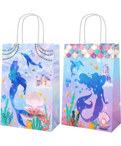 12pcs Mermaid Party Treat Bags with Handles Under The Sea Party Favor Candy Goody Bags for Girls Mermaid Birthday Party Baby ...