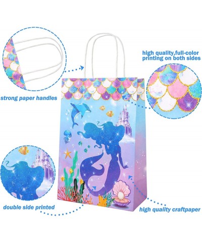 12pcs Mermaid Party Treat Bags with Handles Under The Sea Party Favor Candy Goody Bags for Girls Mermaid Birthday Party Baby ...