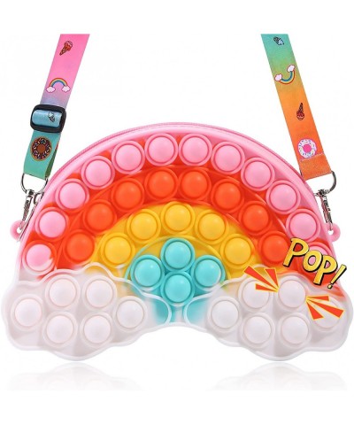 Pop Purse Fidget Toys Bag for Girls and Women - Christmas Rainbow Clouds Pop Shoulder Bag Fidgets Sensory Silicone Fidget Bac...