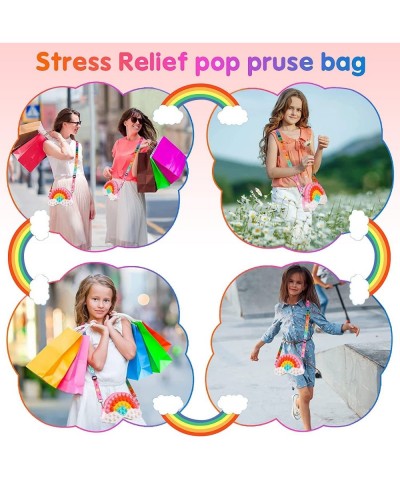 Pop Purse Fidget Toys Bag for Girls and Women - Christmas Rainbow Clouds Pop Shoulder Bag Fidgets Sensory Silicone Fidget Bac...