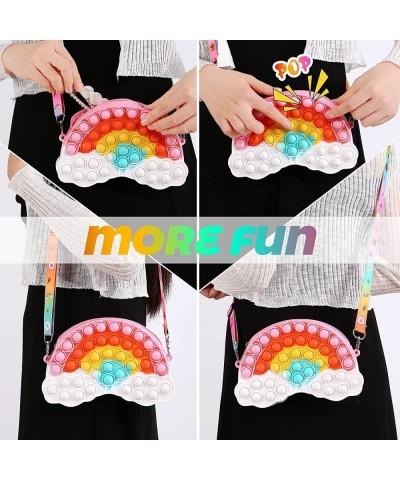 Pop Purse Fidget Toys Bag for Girls and Women - Christmas Rainbow Clouds Pop Shoulder Bag Fidgets Sensory Silicone Fidget Bac...