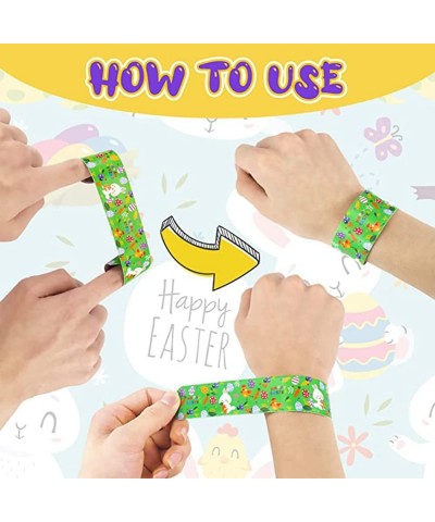 Easter Slap Bracelets for Kids 50 PCS Easter Snap Bracelets Wristbands Bulk with Bunny Easter Eggs Chick Basket Pattern for S...