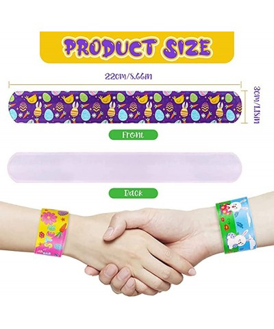 Easter Slap Bracelets for Kids 50 PCS Easter Snap Bracelets Wristbands Bulk with Bunny Easter Eggs Chick Basket Pattern for S...