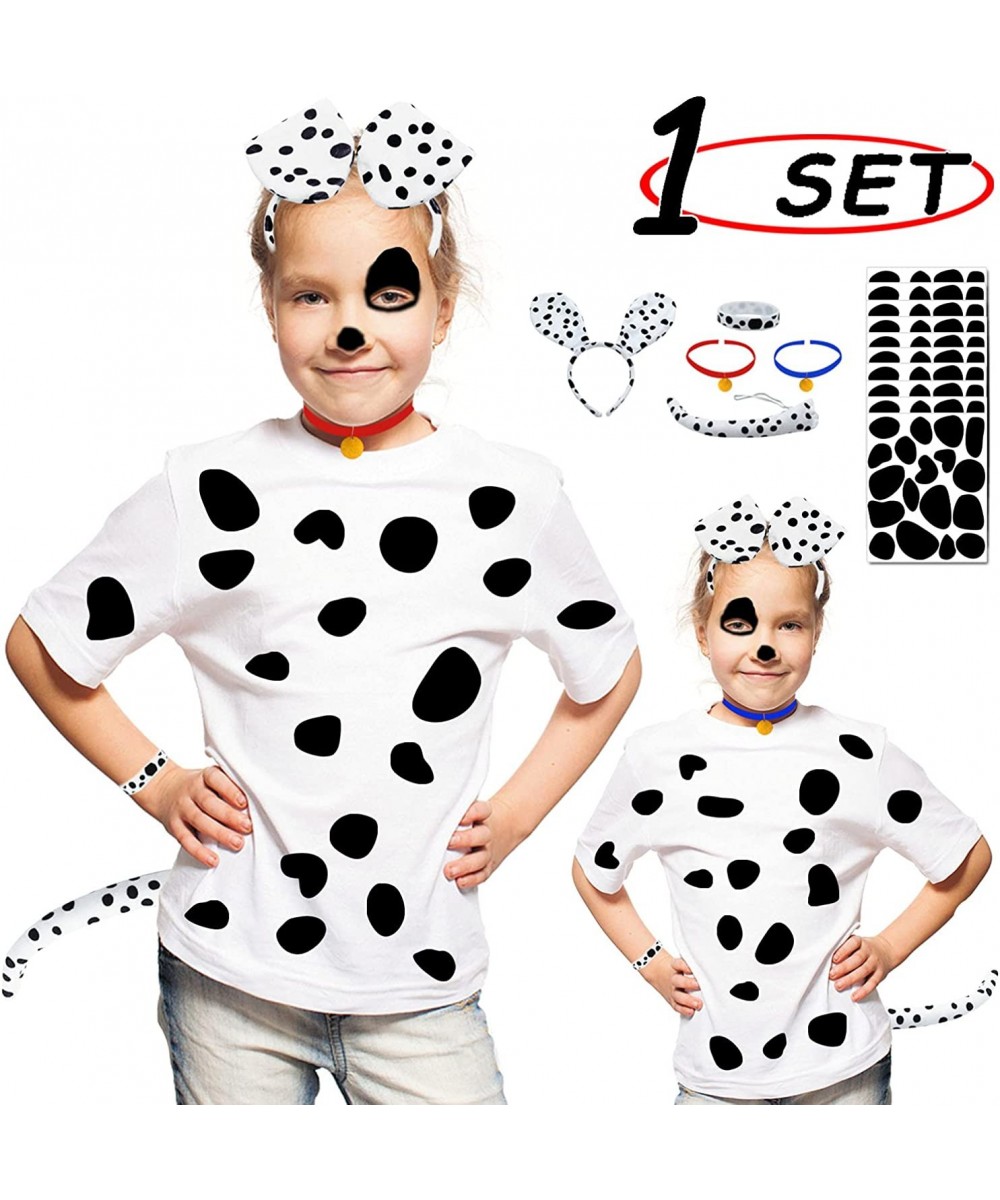 Dalmatian Dog costume Ear Headband Tail Body Painting Crayons Silicone bracelet Gold Tag and 72 Different Shapes Black Felt S...